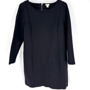 J. Crew Boatneck Long Sleeve Scuba Shift Dress Black Size Large